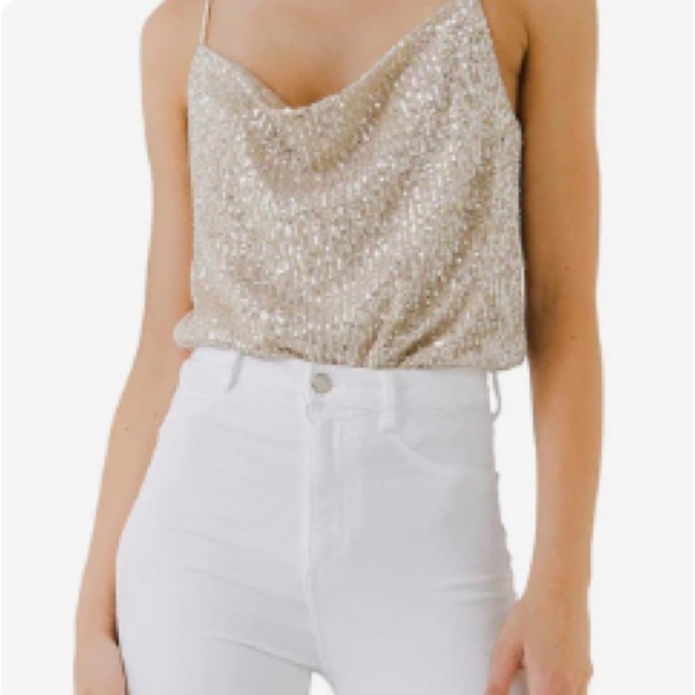 lord & taylor sequin cowl neck top